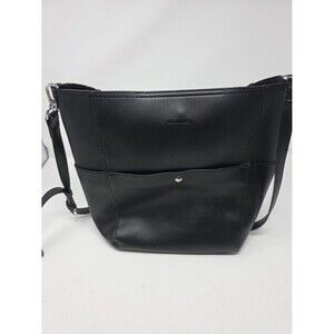BROMEN Black Crossbody Shoulder Bag Structured Faux Leather Tote Purse